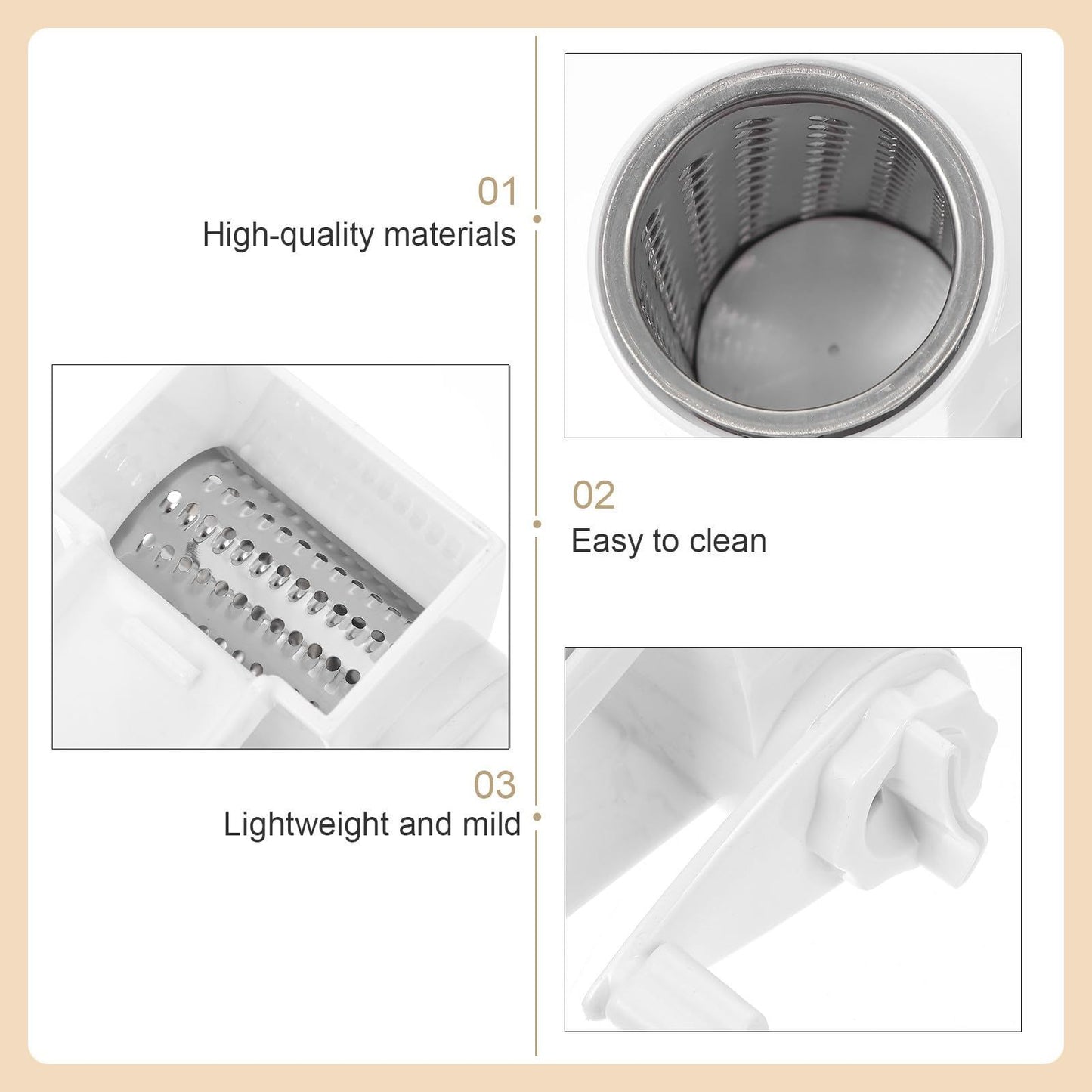 Generic Rotary Cheese Grater Stainless Steel for Hard Cheese, Parmesan, Nuts, Chocolate (White) V1192-AZ-W-0636