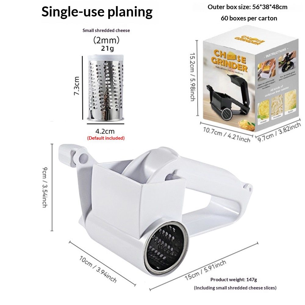 Generic Rotary Cheese Grater Stainless Steel for Hard Cheese, Parmesan, Nuts, Chocolate (White) V1192-AZ-W-0636
