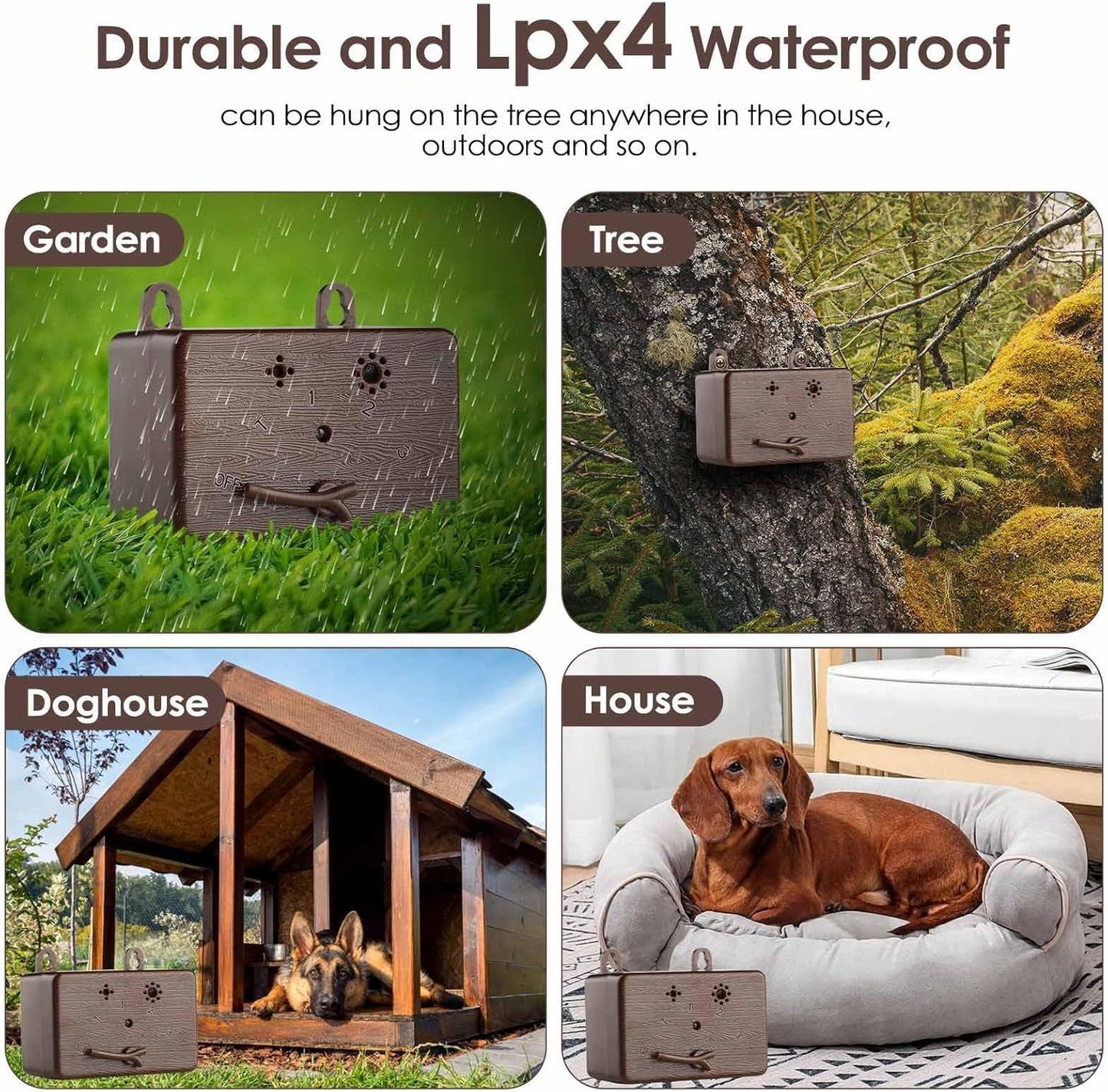 Anti Barking Device for Dogs, Sonic Bark Deterrents, 50 FT Ultrasonic Dog Barking Control Device, (Mocha V1192-AZ-W-0647