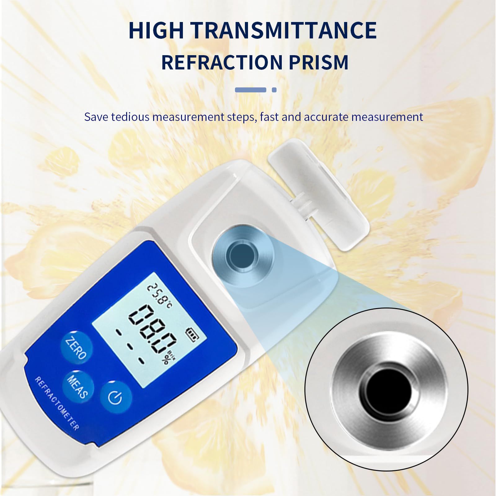 Digital Brix Refractometer brix Meter Refractometer Automatic Temperature Compensation Brix Refractometer V1192-AZ-W-0652