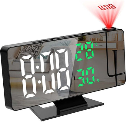 Digital Projection Alarm Clock with Temperature and Humidity Display, white LED Display, The Projection That V1192-AZ-W-0653