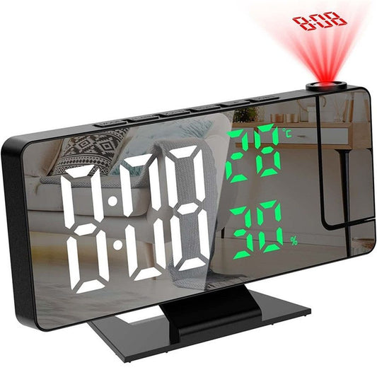 Digital Projection Alarm Clock with Temperature and Humidity Display, white LED Display, The Projection That V1192-AZ-W-0653