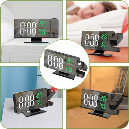 Digital Projection Alarm Clock with Temperature and Humidity Display, white LED Display, The Projection That V1192-AZ-W-0653