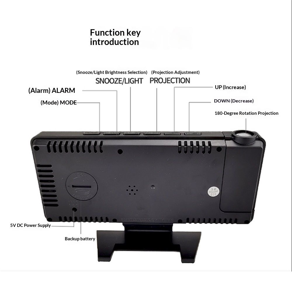 Digital Projection Alarm Clock with Temperature and Humidity Display, white LED Display, The Projection That V1192-AZ-W-0653