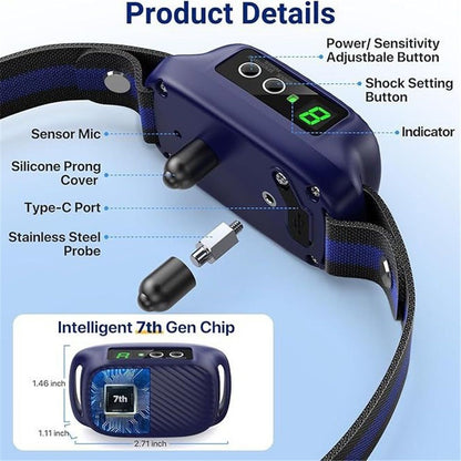 Dog Bark Collar for Large Medium Dogs,Automatic Barking Collar with 3 Training Mode,Rechargeable Anti Bark V1192-AZ-W-0654