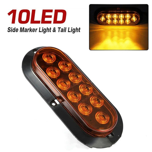 4pc 6 inch Amber Oval LED Trailer Tail Light Kit [Surface-Mount] [IP67 Waterproof] [Park & Turn Signal] V1192-AZ-W-0658