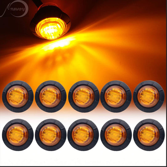 (Pack of 50 )Mini Round Amber LED Side Marker Turn Signal Light Clearance Lamp for Truck Trailer Marine V1192-AZ-W-0662