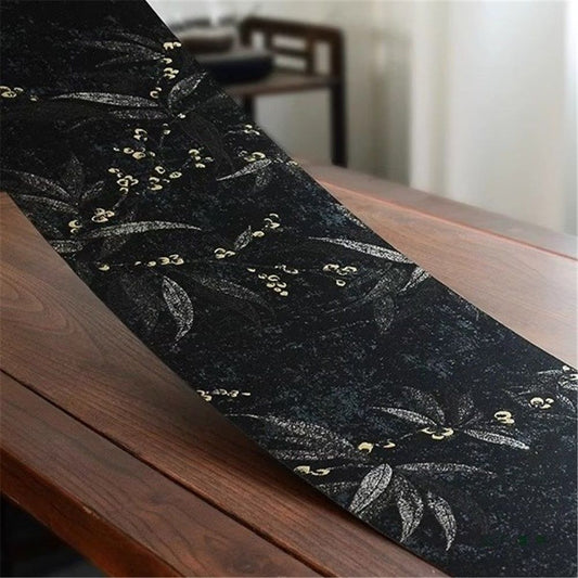 Flower black placemat, tablecloth, autumn/winter floral leaf, spring plant tablecloth, suitable for dinner V1192-AZ-W-0665