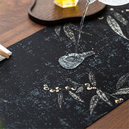 Flower black placemat, tablecloth, autumn/winter floral leaf, spring plant tablecloth, suitable for dinner V1192-AZ-W-0665
