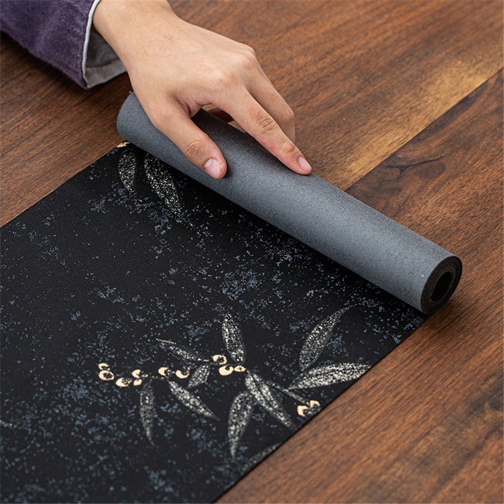 Flower black placemat, tablecloth, autumn/winter floral leaf, spring plant tablecloth, suitable for dinner V1192-AZ-W-0665