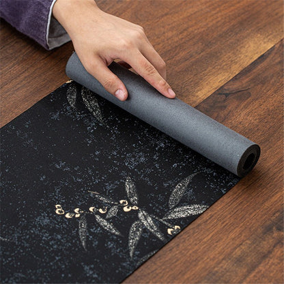 Flower black placemat, tablecloth, autumn/winter floral leaf, spring plant tablecloth, suitable for dinner V1192-AZ-W-0665