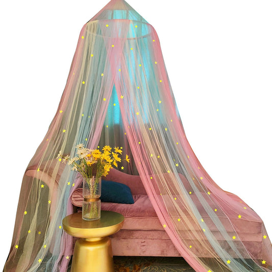 Rainbow bed cover, stars shining in the darkness, suitable for decorating girls' rooms with bed covers V1192-AZ-W-0669