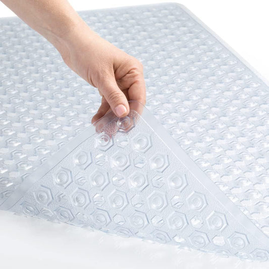 Bath Tub Mat Non Slip, 53*53cm Long Shower Mat, Machine Washable Bathmat with Drain Holes and Suction Cups, V1192-AZ-W-0672