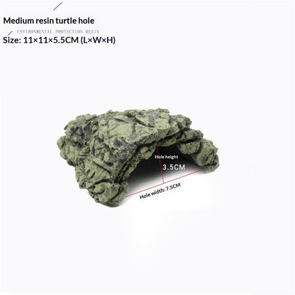 Fish Hiding Cave Aquarium Turtle Reptile Basking Hide Habitat Shelter for Aquarium Terrarium Decoration V1192-AZ-W-0679