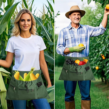 Gardening Apron, Garden Aprons with Pockets & Drawstring Bag, Fruit Storage Harvest Picking Apron Pouch for V1192-AZ-W-0689