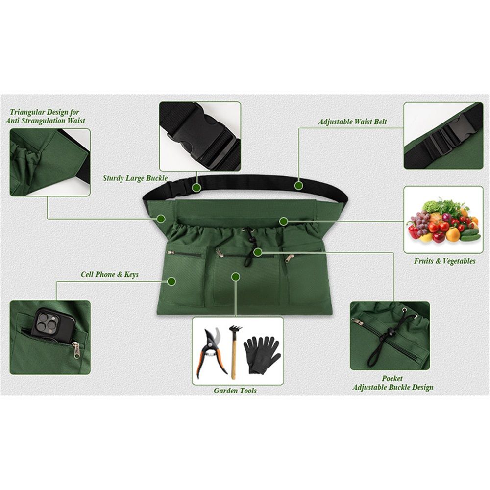 Gardening Apron, Garden Aprons with Pockets & Drawstring Bag, Fruit Storage Harvest Picking Apron Pouch for V1192-AZ-W-0689