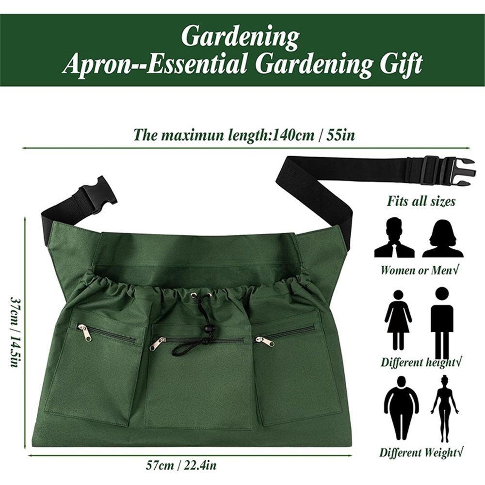 Gardening Apron, Garden Aprons with Pockets & Drawstring Bag, Fruit Storage Harvest Picking Apron Pouch for V1192-AZ-W-0689