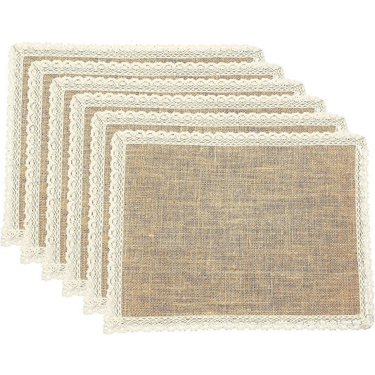 Placemats and Lace Jute Rustic Farmhouse Table Mats Table Decor & One of Life's Little Home Luxuries for V1192-AZ-W-0691