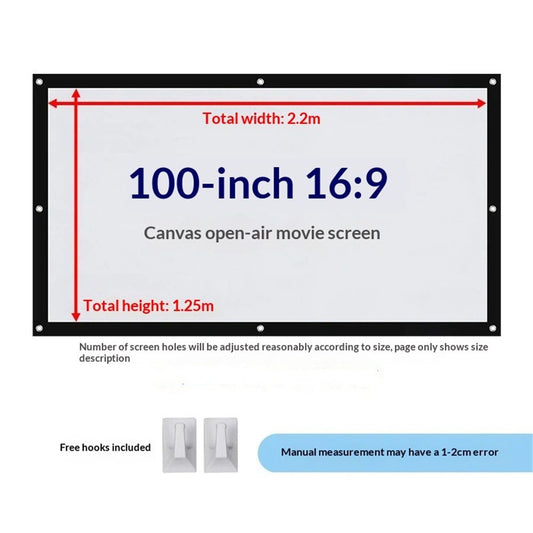 100 inch 16:9 Thicken Portable Non Crease Foldable Projection Screen,Soft Projector Curtain Projection V1192-AZ-W-0693