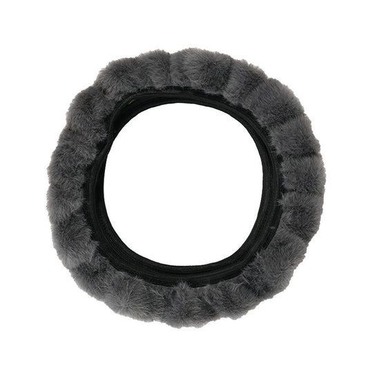 Steering Wheel Cover Premium Luxury Genuine All-Season Non-Slip for Cars Fits, Plush Fur Cute Auto V1192-AZ-W-0696