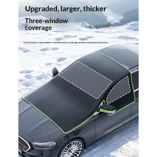 Car Windshield Snow Cover, Front Windshield Ice and Snow Shield with Mirror Cover, Multi-Purpose Sun Visor V1192-AZ-W-0697