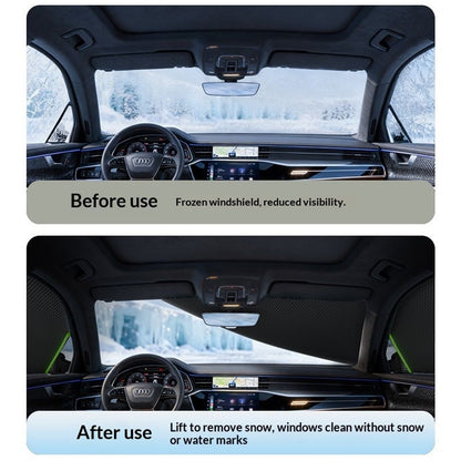 Car Windshield Snow Cover, Front Windshield Ice and Snow Shield with Mirror Cover, Multi-Purpose Sun Visor V1192-AZ-W-0697