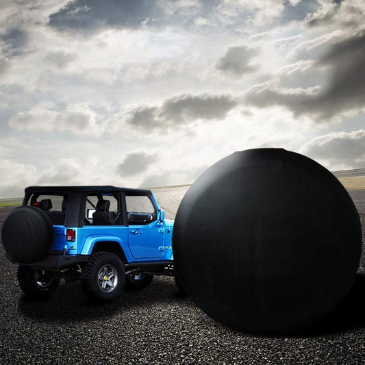 Universal Spare Tire Cover with Strap Waterproof for Jeep, Trailer, RV, Truck and All Car Wheel (Black , V1192-AZ-W-0705
