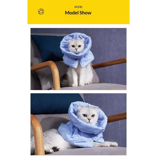 Cat Recovery Collar, Soft Adjustable Cat Cone Alternative, Lightweight Waterproof Fasteners Collars for Cats V1192-AZ-W-0720