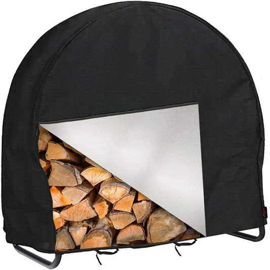 Firewood Log Rack Cover, Outdoor Waterproof Log Hoop Cover, Windproof Dry Wood Pile Holder Storage Tarp Heavy V1192-AZ-W-0724