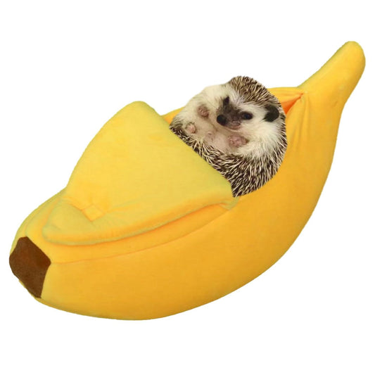 Small Animal Bed Warm Cozy Banana Cave Hideout Sleep Nest House Habitat for Hedgehog Hamster Rat Chinchilla V1192-AZ-W-0725