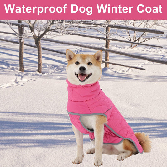 Winter Coat - Waterproof & Windproof Dog Puffer Jacket for Small to Large Dogs - Cold Weather Coat with V1192-AZ-W-0729