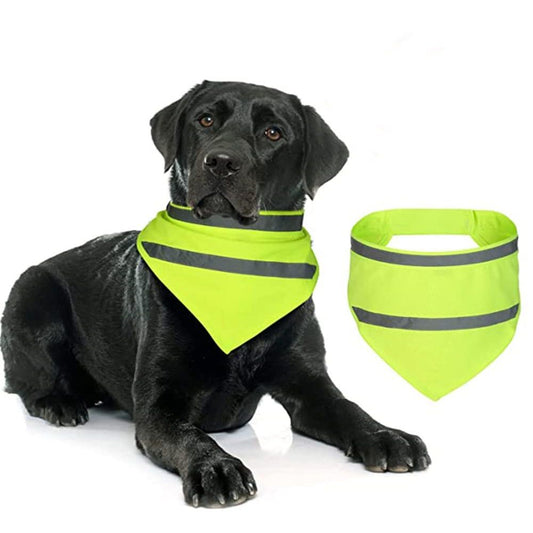 Set of 2 Dog Reflective Scarf Safety Pet Hunting Bandana, scarf reflective cat and dog drool towelGreen,M V1192-AZ-W-0730