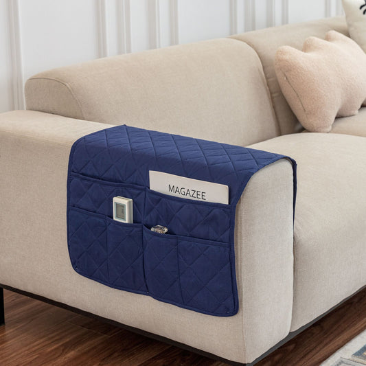Sofa Armrest Organizer with 6 Pockets, Non-Slip Couch Recliner Armchair Caddy, Washable Remote Controls V1192-AZ-W-0731