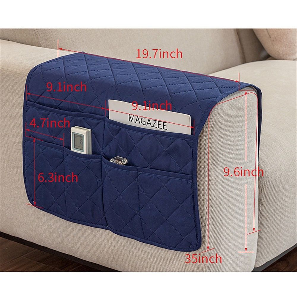 Sofa Armrest Organizer with 6 Pockets, Non-Slip Couch Recliner Armchair Caddy, Washable Remote Controls V1192-AZ-W-0731