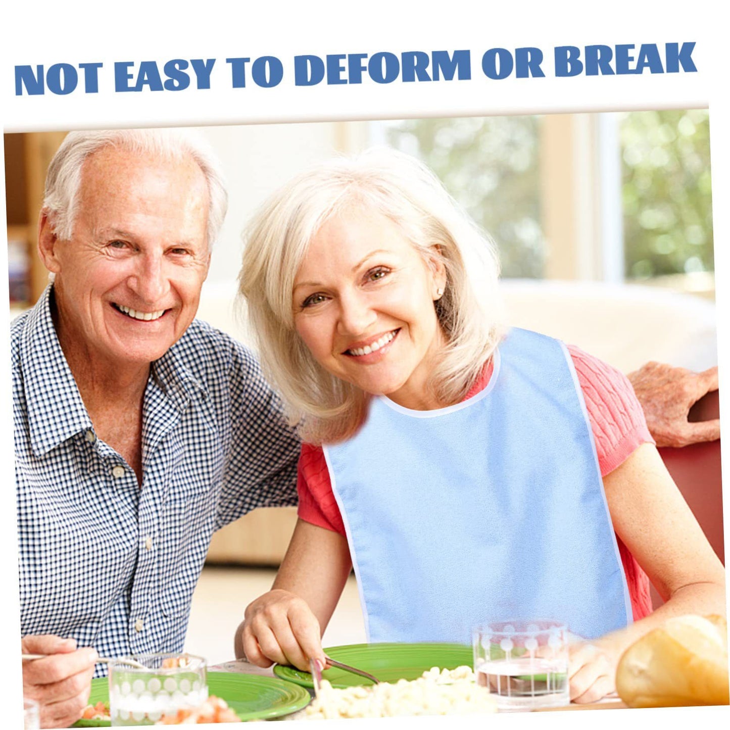 4 Pack Adult For Elderly Women Men Cloth Bib For Eating Adjustable bib Clothing Protectors Blue V1192-AZ-W-0735