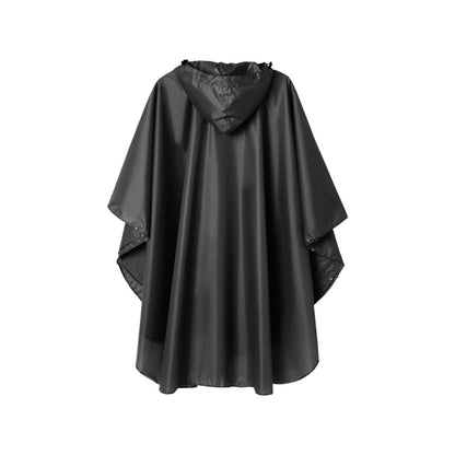 Waterproof Rain Poncho Lightweight Reusable Hiking Hooded Coat Jacket for Outdoor Activities(black) V1192-AZ-W-0737