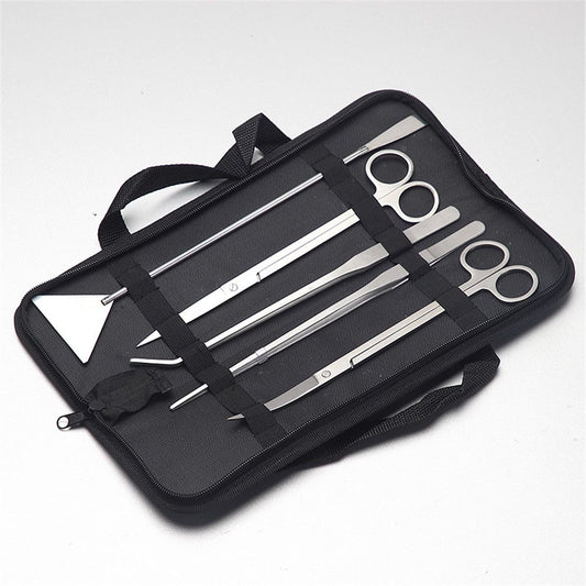 Aquascaping Tools 5 in 1 Kit Aquarium Scissors Plant Tools Curved & Straight Scissor Tweezers Spatula V1192-AZ-W-0738
