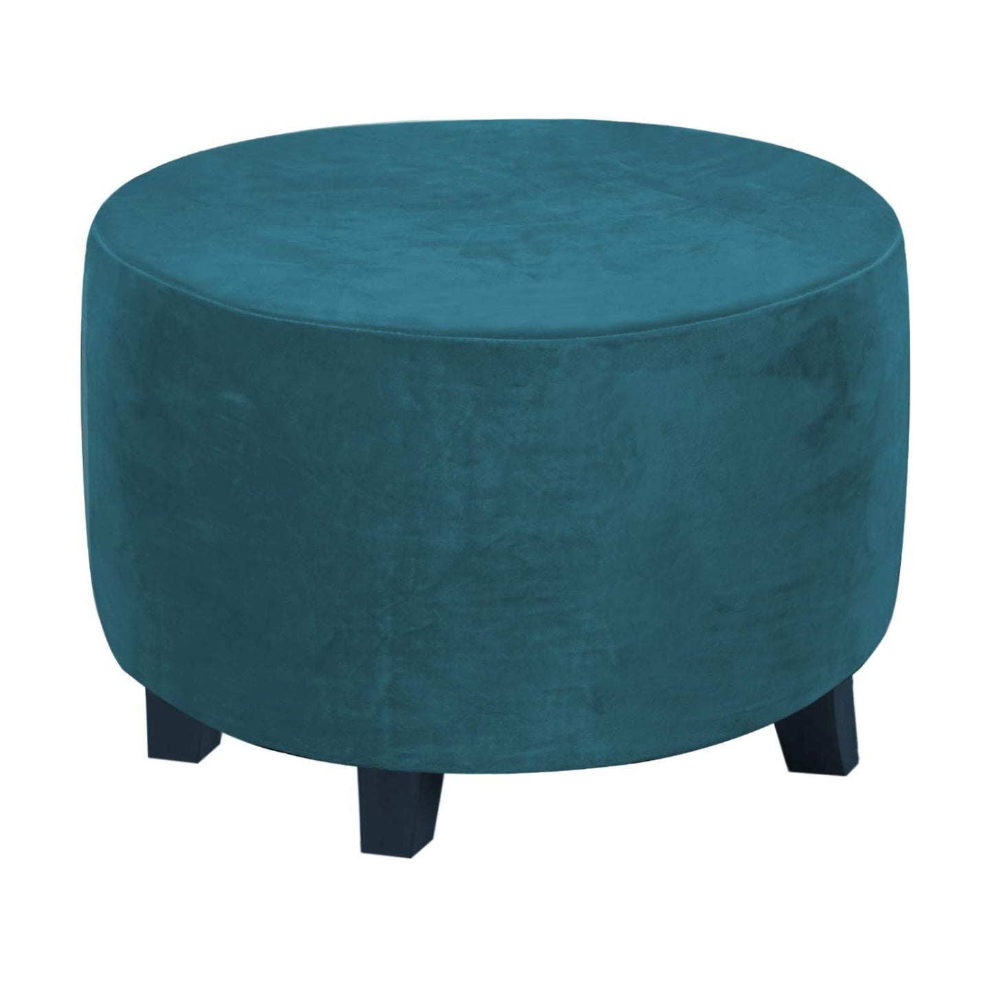 Circular lid sliding footstool protective cover storage stool elastic bottom stretch, made of velvet fabric V1192-AZ-W-0740