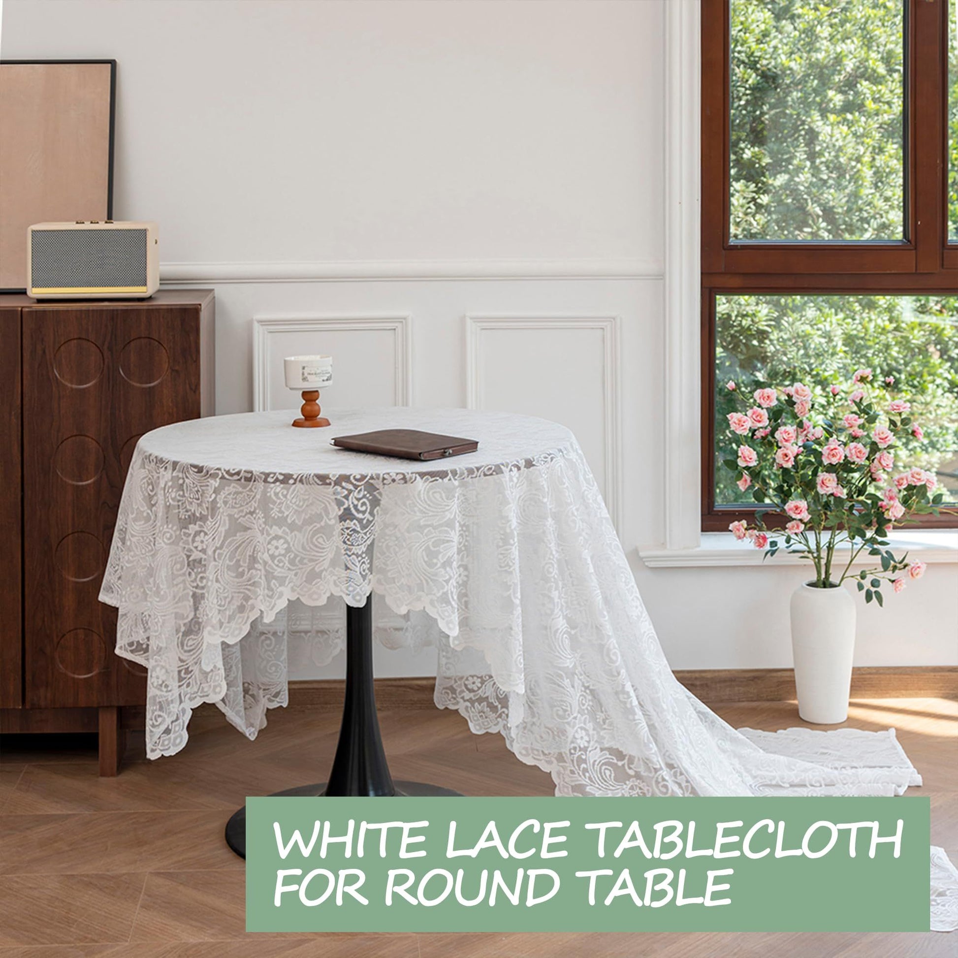 White Lace Tablecloth 70*150cm Rectangle Phoenix Tail Flower Embroidered Wedding Table Cloths for Outdoor V1192-AZ-W-0745