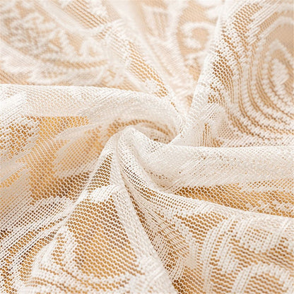 White Lace Tablecloth 70*150cm Rectangle Phoenix Tail Flower Embroidered Wedding Table Cloths for Outdoor V1192-AZ-W-0745