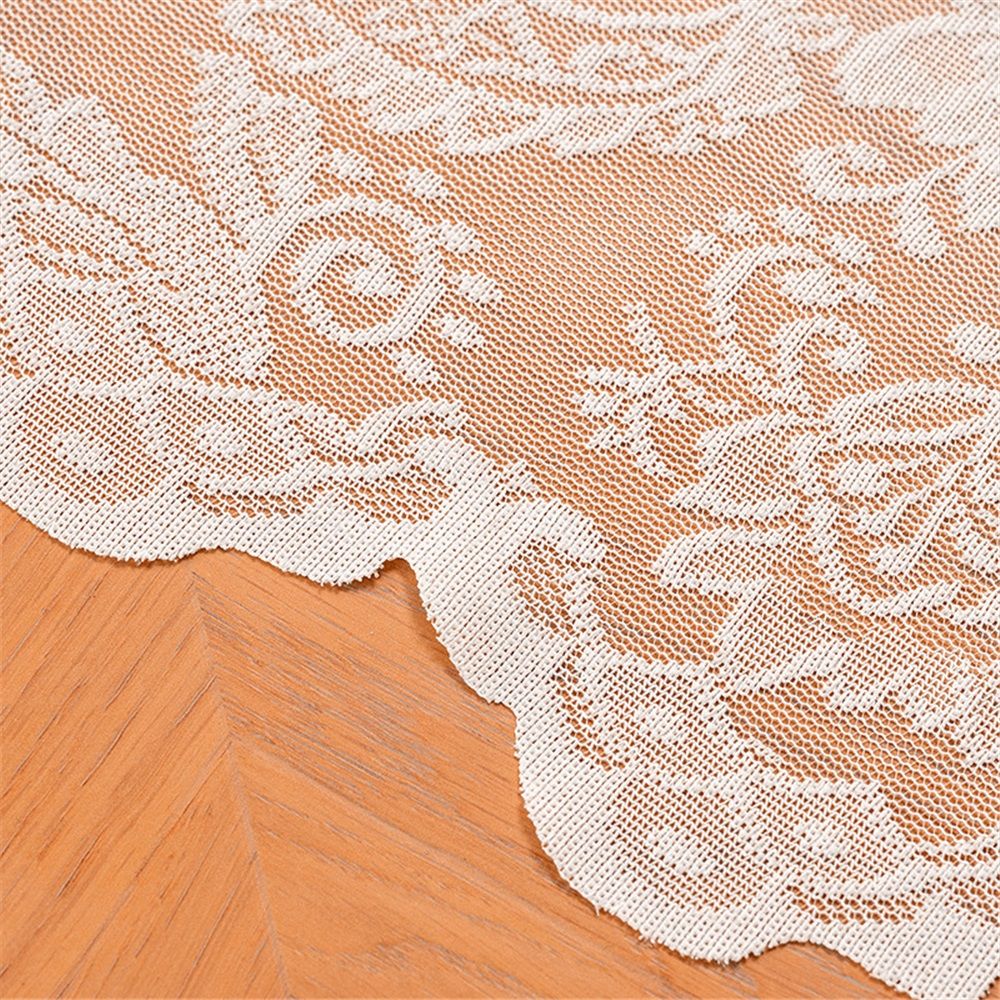 White Lace Tablecloth 70*150cm Rectangle Phoenix Tail Flower Embroidered Wedding Table Cloths for Outdoor V1192-AZ-W-0745