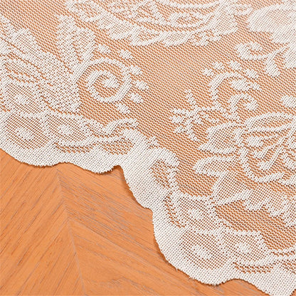 White Lace Tablecloth 70*150cm Rectangle Phoenix Tail Flower Embroidered Wedding Table Cloths for Outdoor V1192-AZ-W-0745