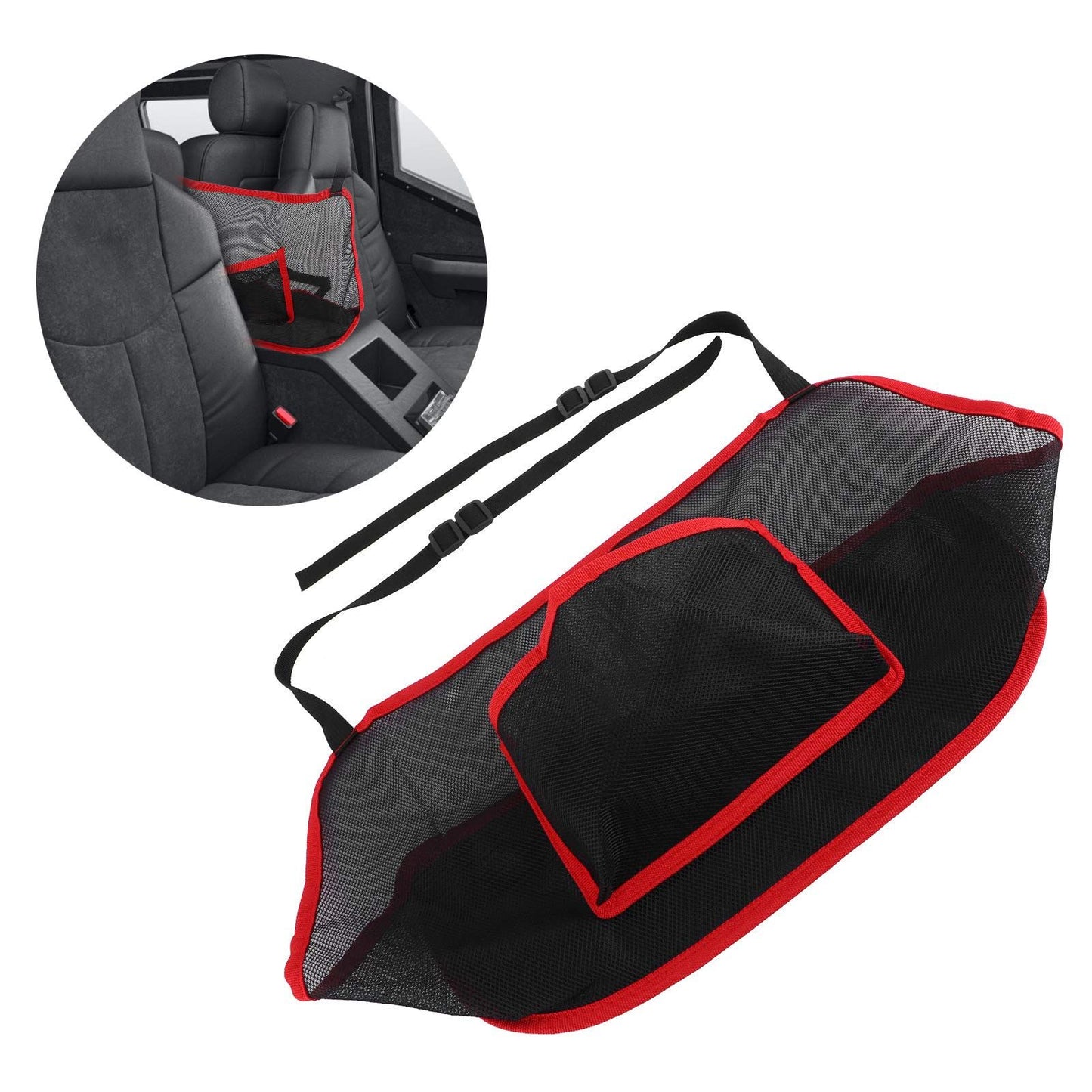 Car Net Pocket Handbag Holder, Driver Storage Netting Pouch for Purses and Bags, Safe Driving ( Red) V1192-AZ-W-0749