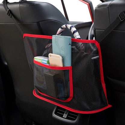 Car Net Pocket Handbag Holder, Driver Storage Netting Pouch for Purses and Bags, Safe Driving ( Red) V1192-AZ-W-0749