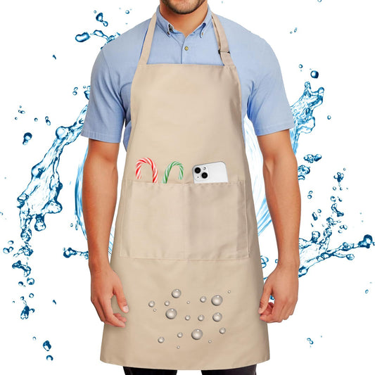 Chef Apron for Men and Women Wash Free Bib Apron with 2 Pockets Water & Oil Proof Adjustable Aprons V1192-AZ-W-0751