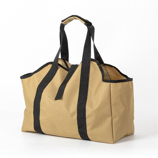 Firewood Carrier Bag Waxed Canvas Waterproof Extra Large Log Carrier Holder Freestanding Tote Bag for V1192-AZ-W-0753