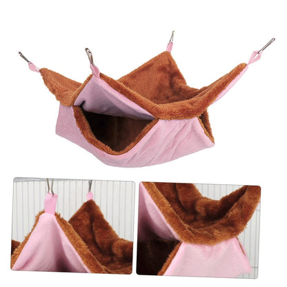 Double Layer Plush Squirrel Nest Bed Warm Sugar Glider Hammock for Pets Cozy Hanging Pet Bed Pink for Indoor V1192-AZ-W-0756