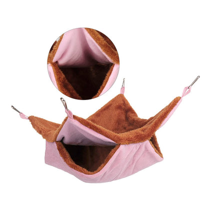 Double Layer Plush Squirrel Nest Bed Warm Sugar Glider Hammock for Pets Cozy Hanging Pet Bed Pink for Indoor V1192-AZ-W-0756