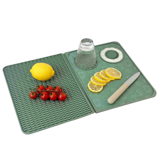 3-in-1 Bar Mat, Bar Accessories, Multifunctional Folding Cocktail Mat with Cutting Board, Drying Mats,Bar Mat V1192-AZ-W-0757