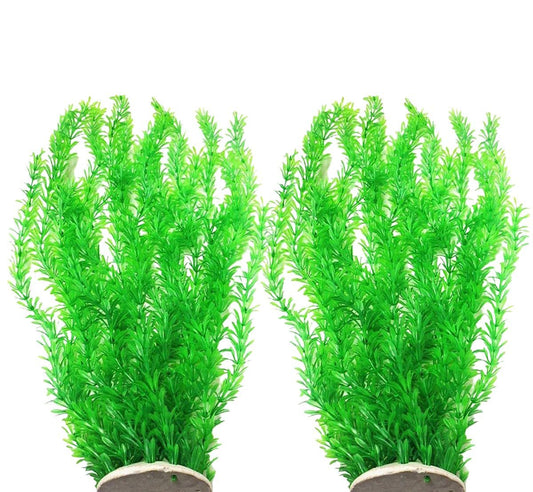 Pack of 2 Tall Plastic Aquarium Plants Large Fake Fish Tank Artificial Pond Aquarium Decor (Green Little V1192-AZ-W-0761
